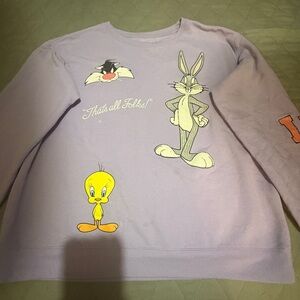 Warner Bros. Lavender Sweatshirt with Looney Tunes Characters